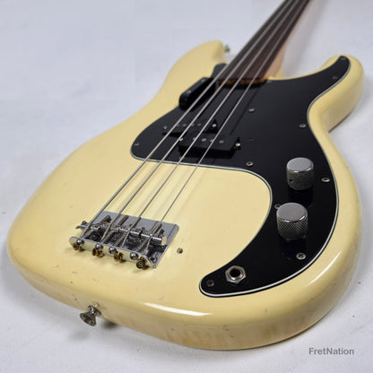Fret Nation Fender 1979 4-String Precision Bass Fretless Olympic White 10.20lbs #S877840 Pre-Owned