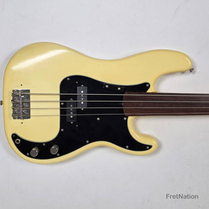 Fret Nation Fender 1979 4-String Precision Bass Fretless Olympic White 10.20lbs #S877840 Pre-Owned