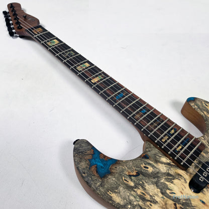 Fret Nation G&L Custom Shop Comanche Electric Guitar Blue Resin Buckeye Burl - 7.34lbs CS2506003 - Pre-Owned