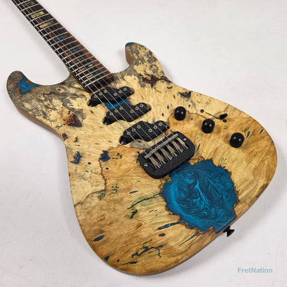 Fret Nation G&L Custom Shop Comanche Electric Guitar Blue Resin Buckeye Burl - 7.34lbs CS2506003 - Pre-Owned