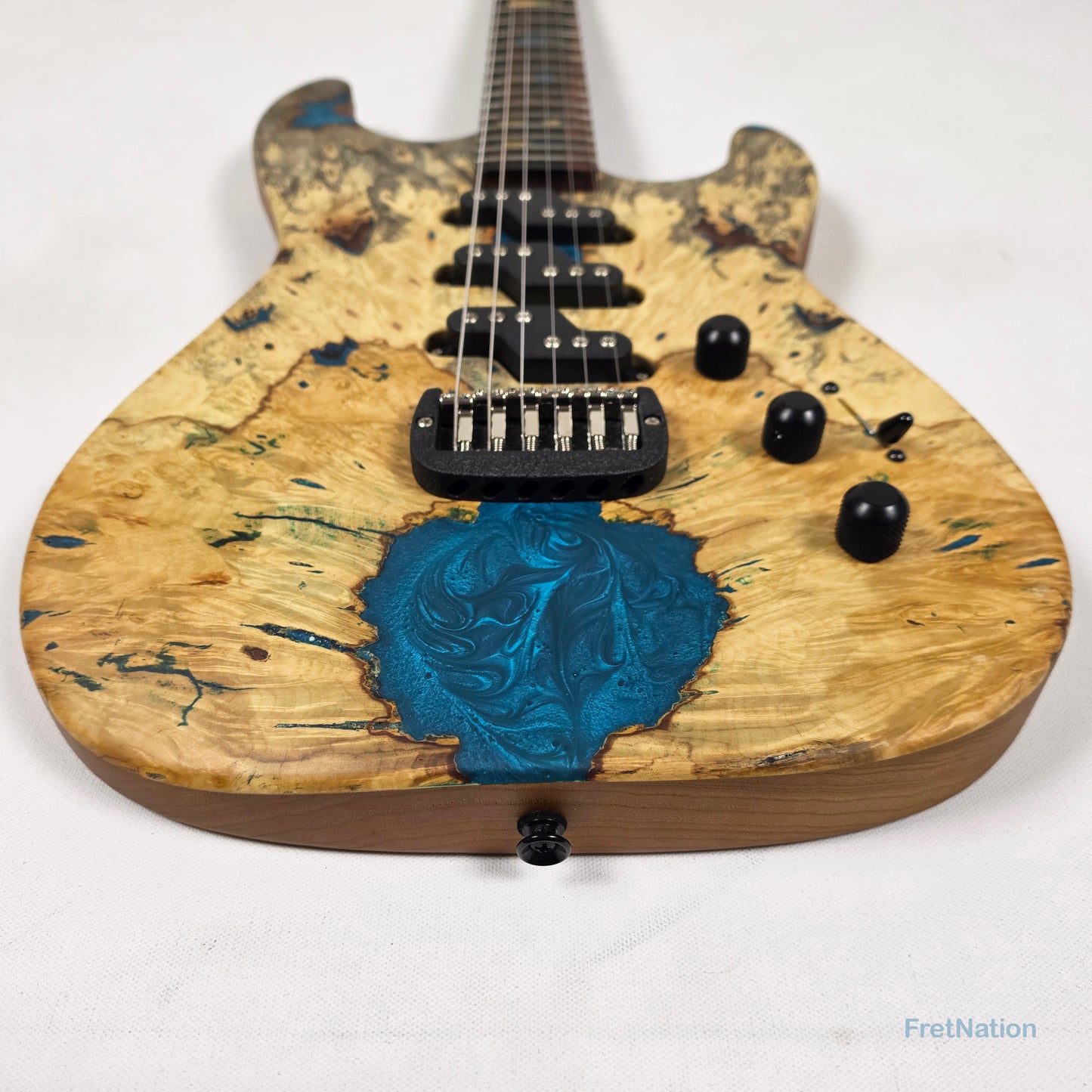 Fret Nation G&L Custom Shop Comanche Electric Guitar Blue Resin Buckeye Burl - 7.34lbs CS2506003 - Pre-Owned