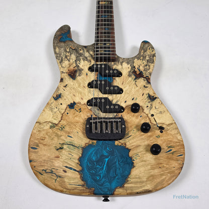 Fret Nation G&L Custom Shop Comanche Electric Guitar Blue Resin Buckeye Burl - 7.34lbs CS2506003 - Pre-Owned