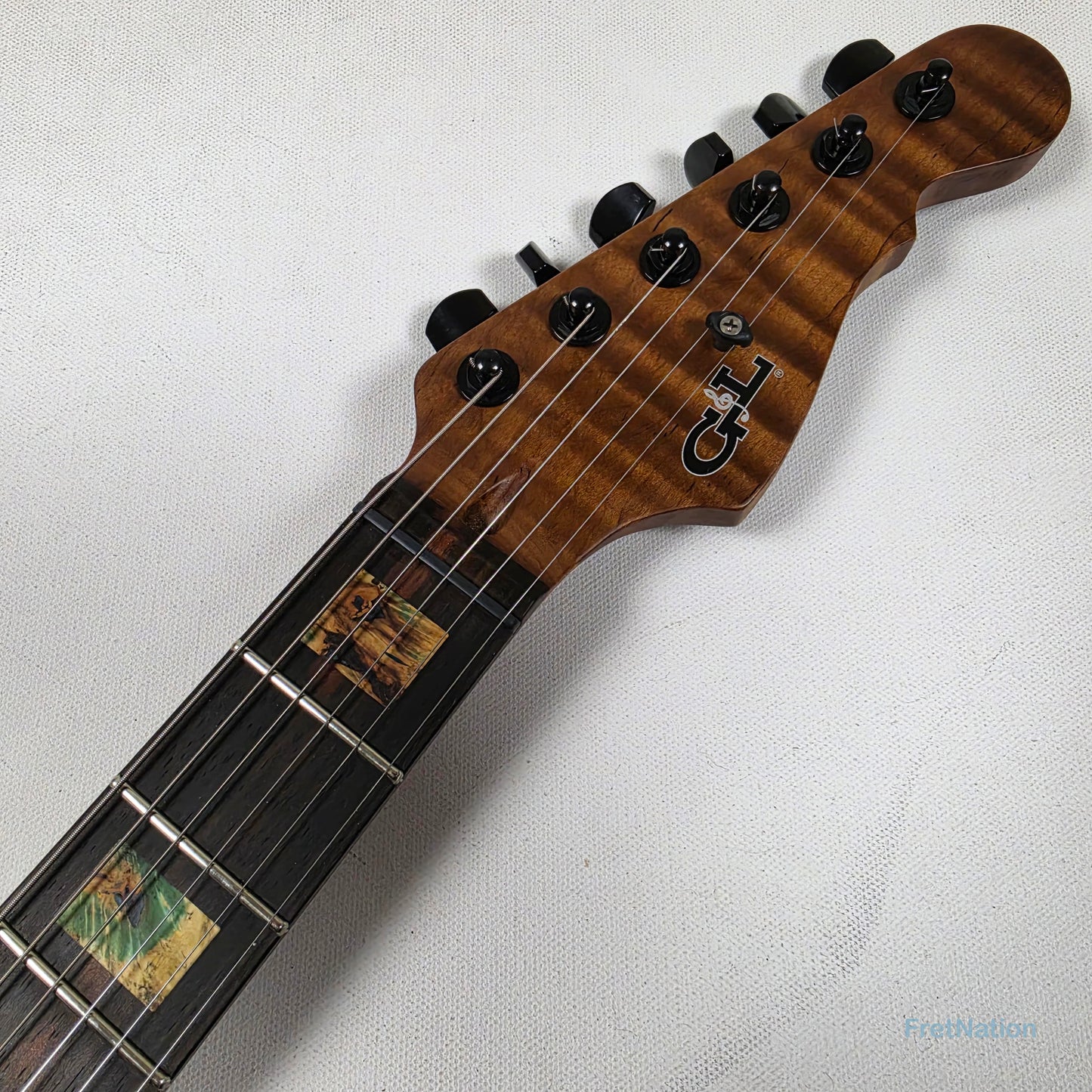 Fret Nation G&L Custom Shop Comanche Electric Guitar Blue Resin Buckeye Burl - 7.34lbs CS2506003 - Pre-Owned