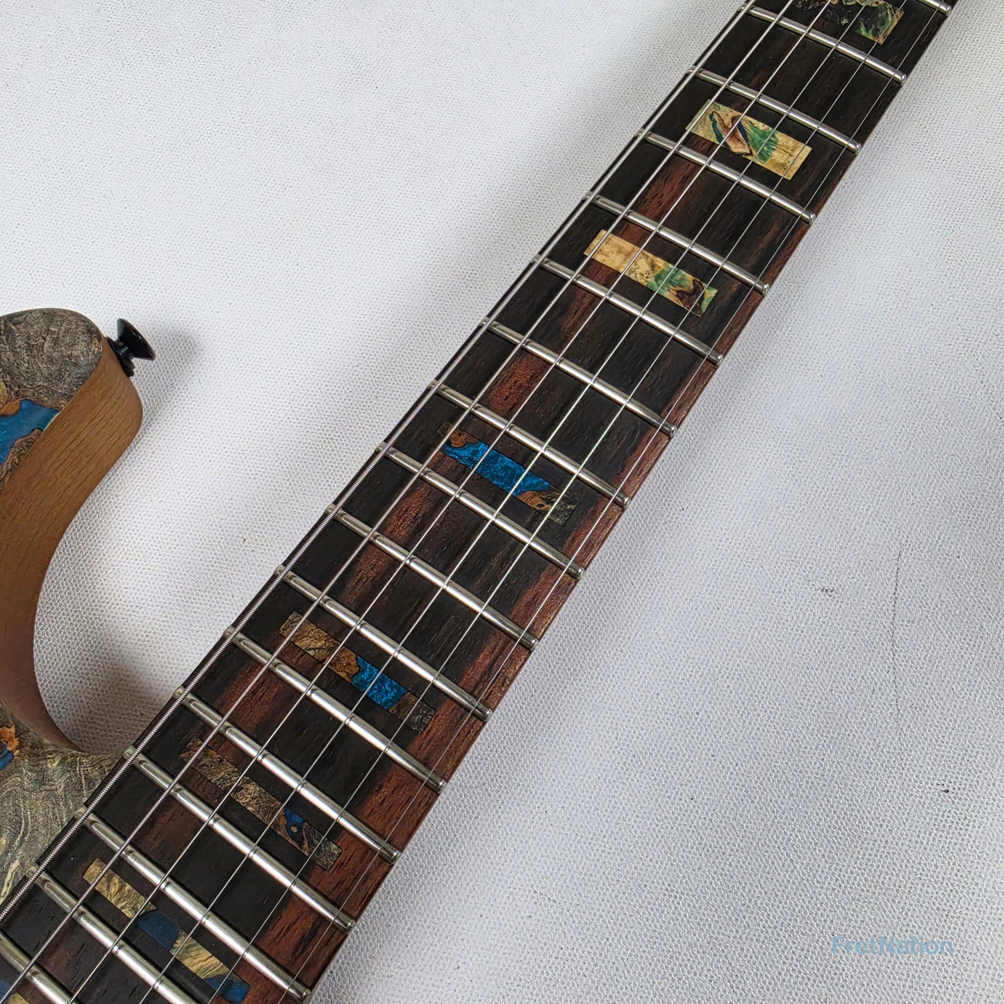 Fret Nation G&L Custom Shop Comanche Electric Guitar Blue Resin Buckeye Burl - 7.34lbs CS2506003 - Pre-Owned