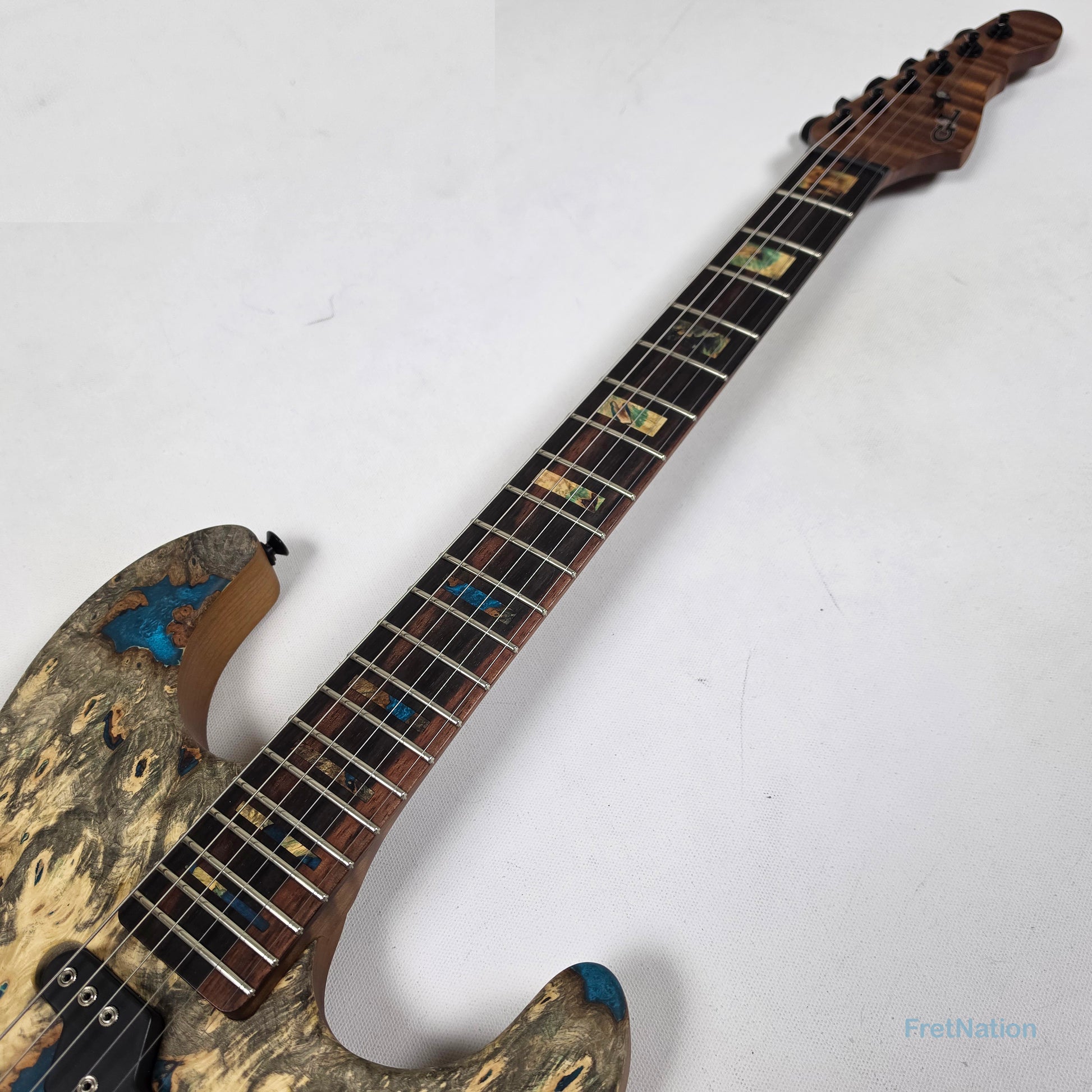 Fret Nation G&L Custom Shop Comanche Electric Guitar Blue Resin Buckeye Burl - 7.34lbs CS2506003 - Pre-Owned