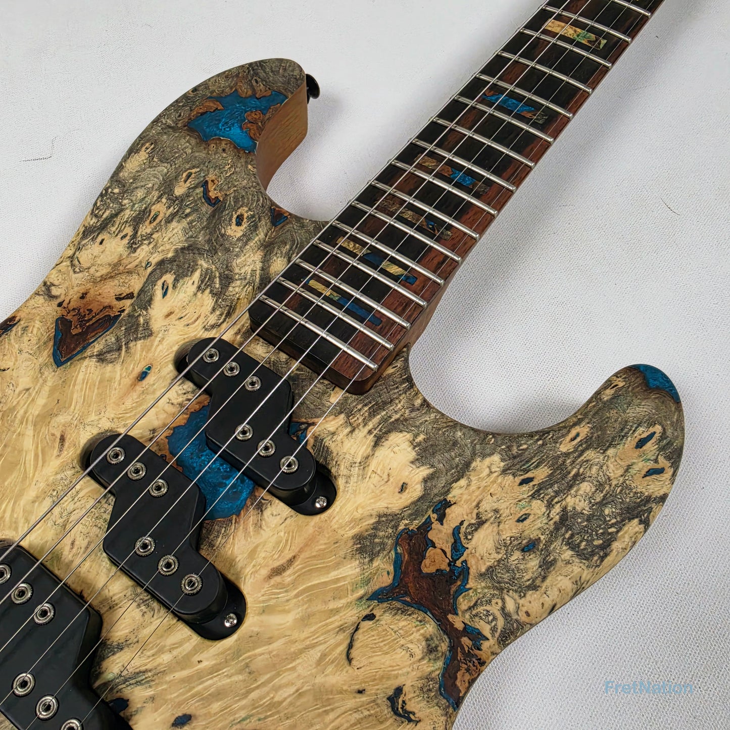 Fret Nation G&L Custom Shop Comanche Electric Guitar Blue Resin Buckeye Burl - 7.34lbs CS2506003 - Pre-Owned
