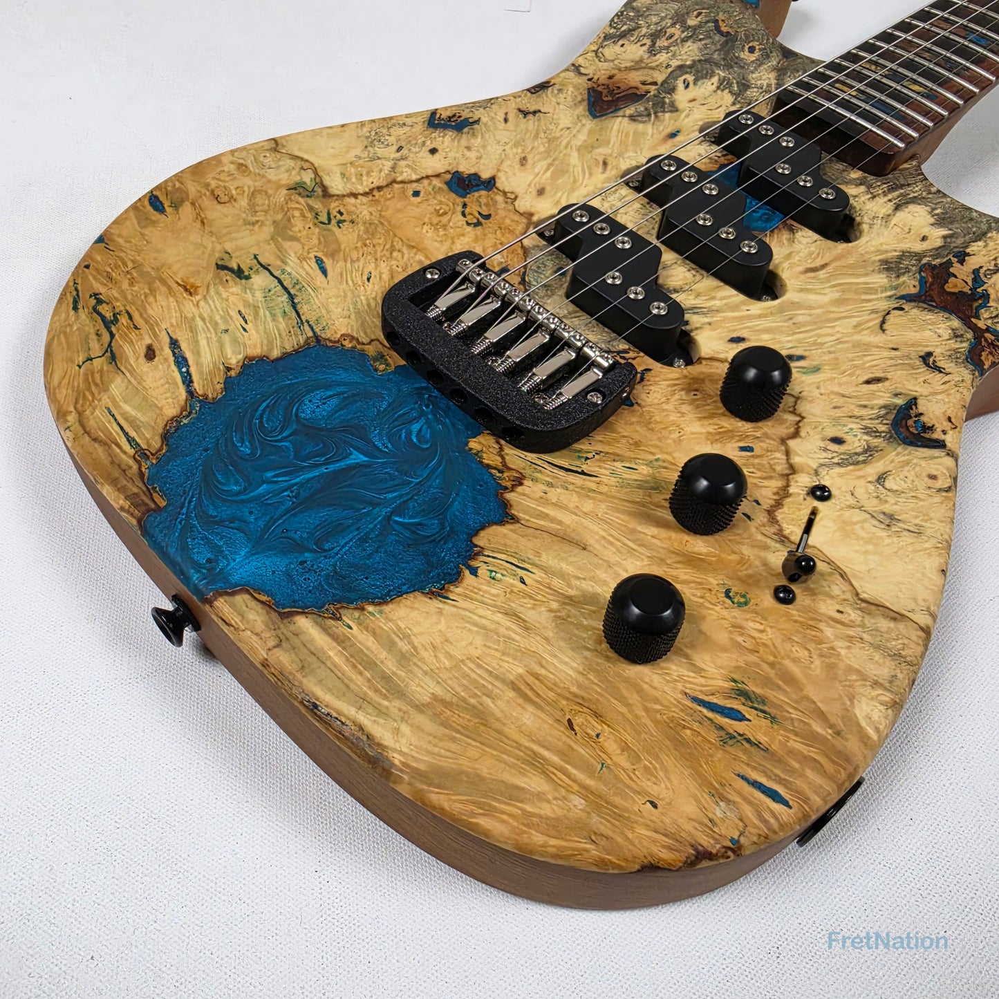 Fret Nation G&L Custom Shop Comanche Electric Guitar Blue Resin Buckeye Burl - 7.34lbs CS2506003 - Pre-Owned