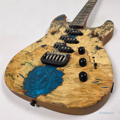 Fret Nation G&L Custom Shop Comanche Electric Guitar Blue Resin Buckeye Burl - 7.34lbs CS2506003 - Pre-Owned