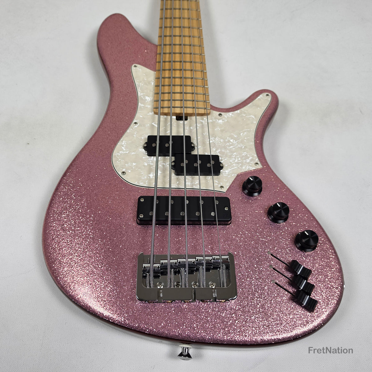 L.E.H. DeepCut 24-Fret 5-String Bass - Super Sparkle Pink 9.26lbs Pre-Owned