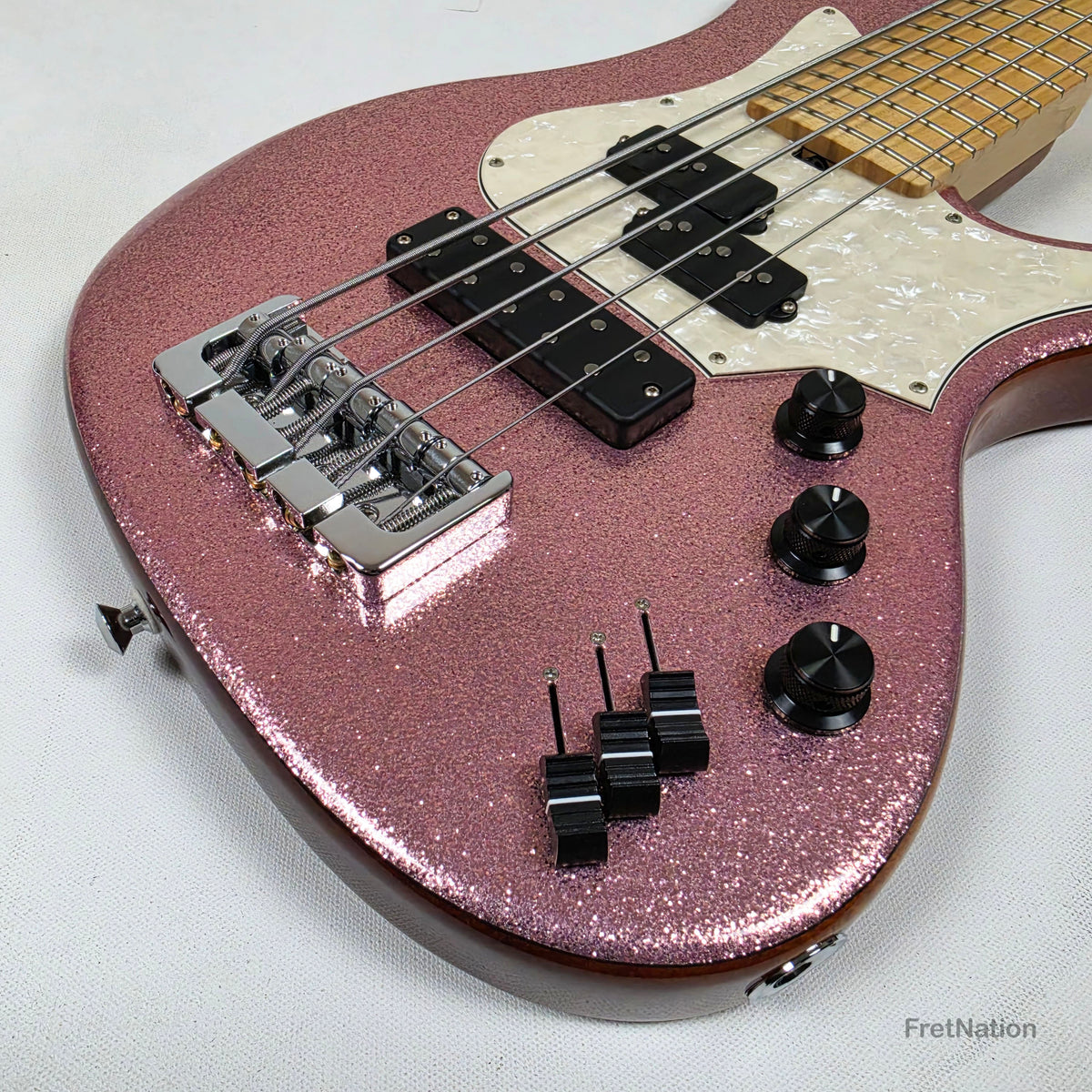 L.E.H. DeepCut 24-Fret 5-String Bass - Super Sparkle Pink 9.26lbs Pre-Owned