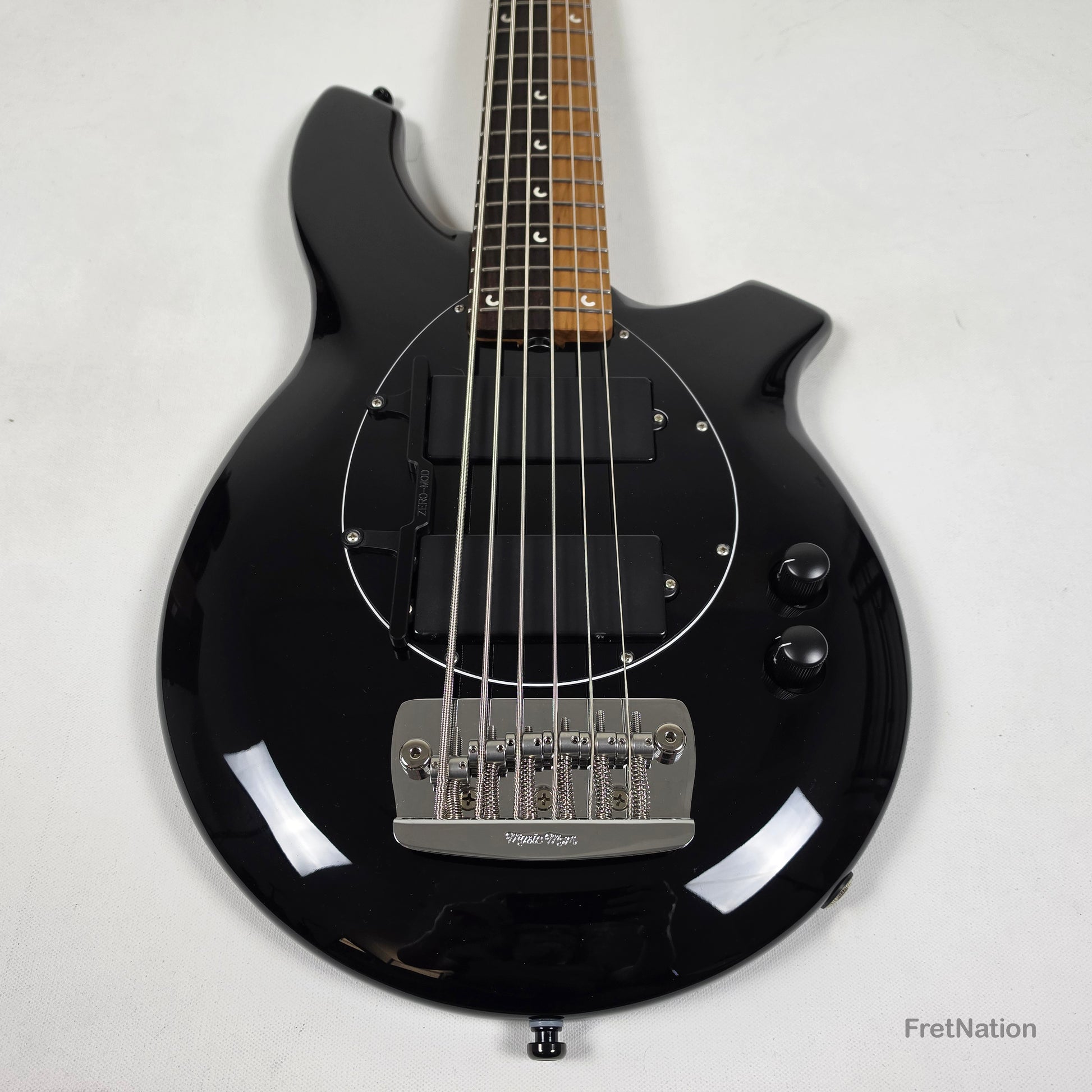 Music Man Ernie Ball Music Man John Myung Bongo HH 6-String Bass Black 8.56lbs S08050 - Pre-Owned