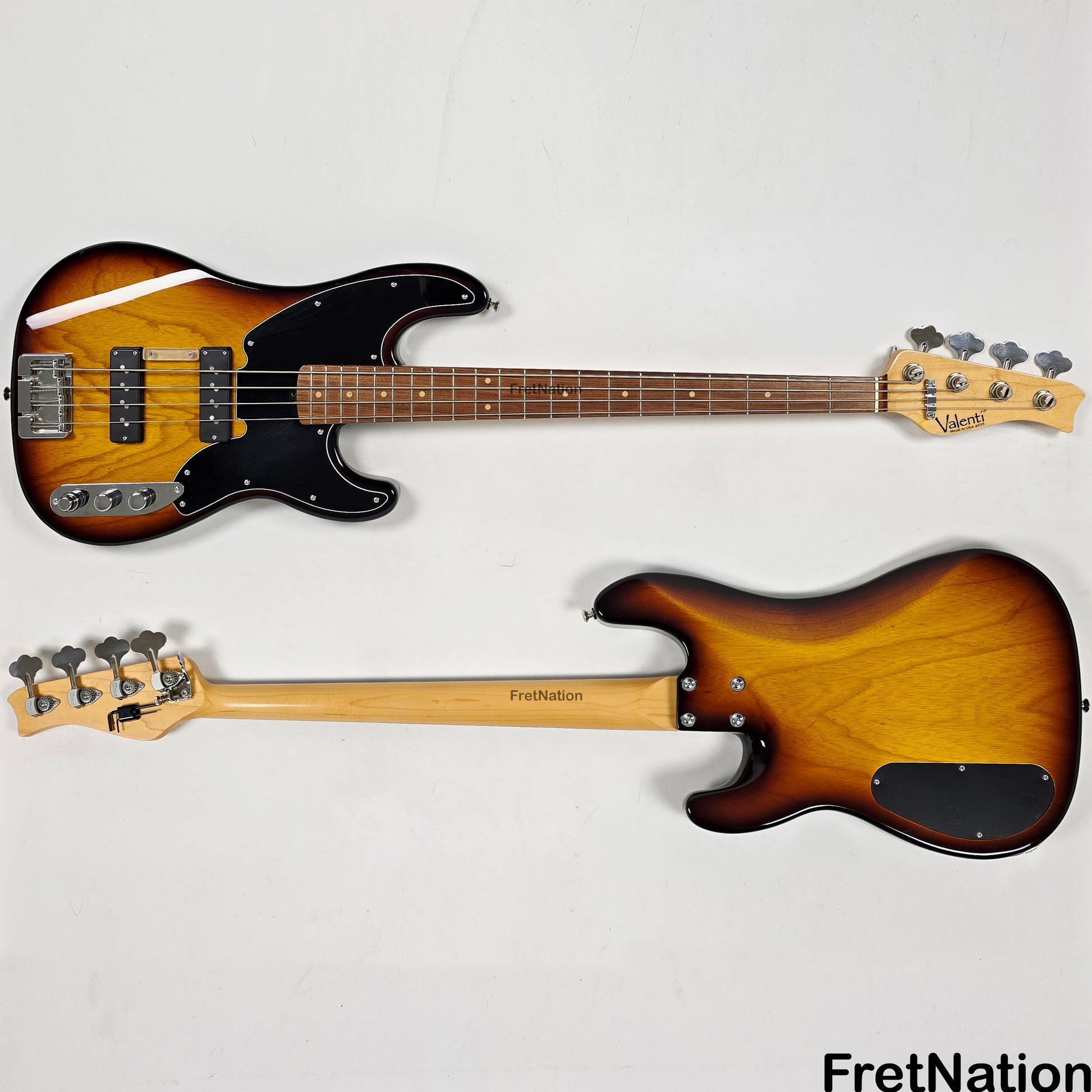 Fret Nation Valenti T21-P4 4-String '59 Burst Bass 7.66lbs #205 - Pre-Owned