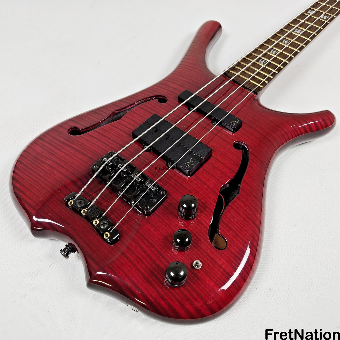 Fret Nation Warwick Infinity 4-String Bass Burgundy Red w/ LED's - 9.50lbs G 079241-00 Pre-Owned