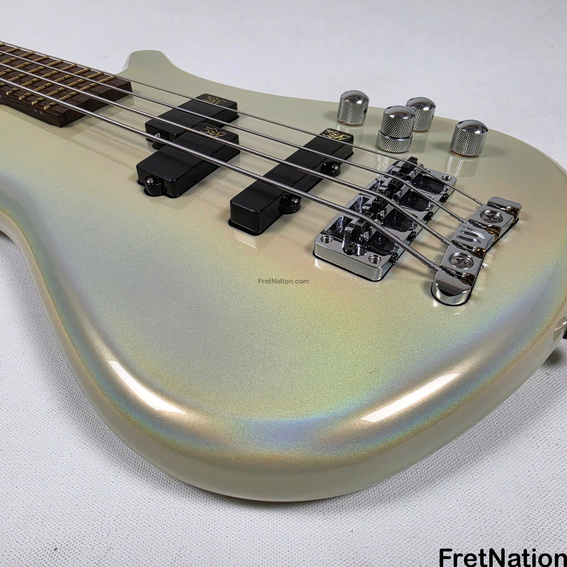 Fret Nation Warwick CustomShop Streamer LX 4-String Bass White Pearl Glow-In-The-Dark 9.90lbs F-161362-15 - Pre-Owned
