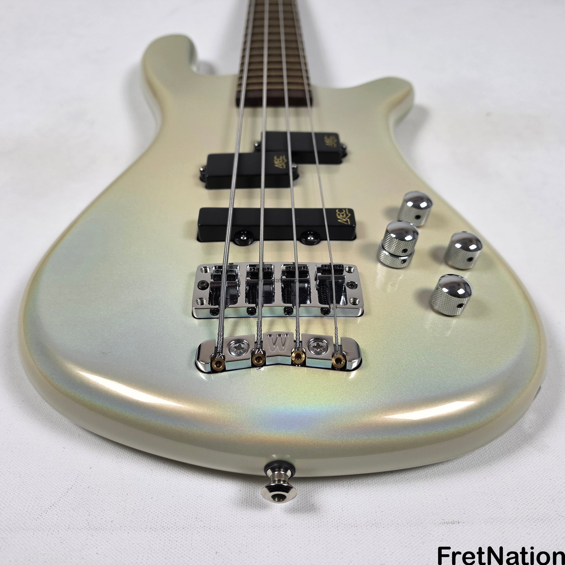 Fret Nation Warwick CustomShop Streamer LX 4-String Bass White Pearl Glow-In-The-Dark 9.90lbs F-161362-15 - Pre-Owned