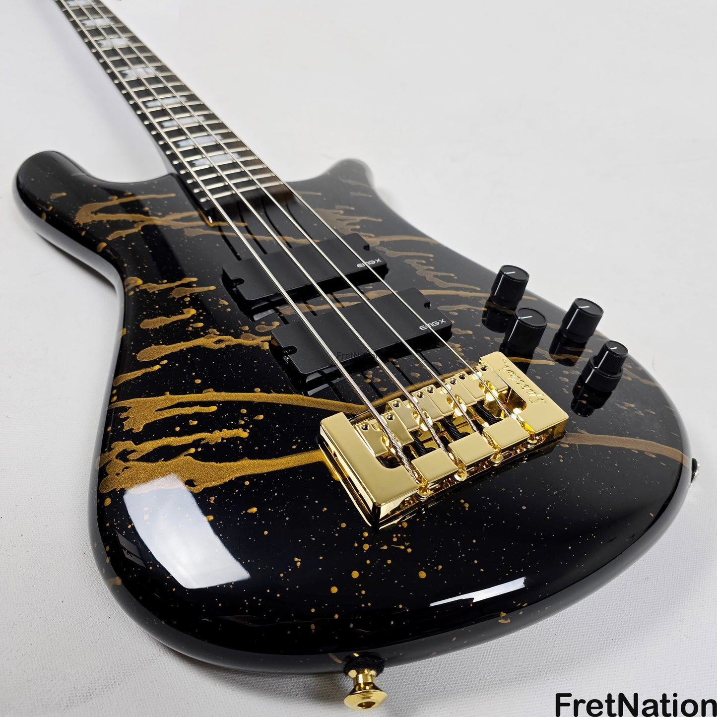 Spector Spector USA NS-2 4-String Bass Black w/ Gold Sparkle Drip 8.58lbs #1678