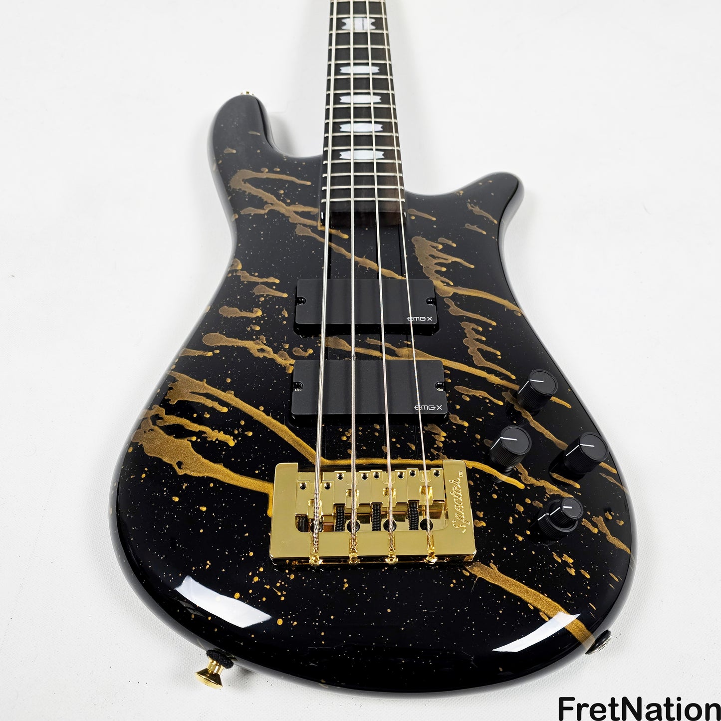 Spector Spector USA NS-2 4-String Bass Black w/ Gold Sparkle Drip 8.58lbs #1678