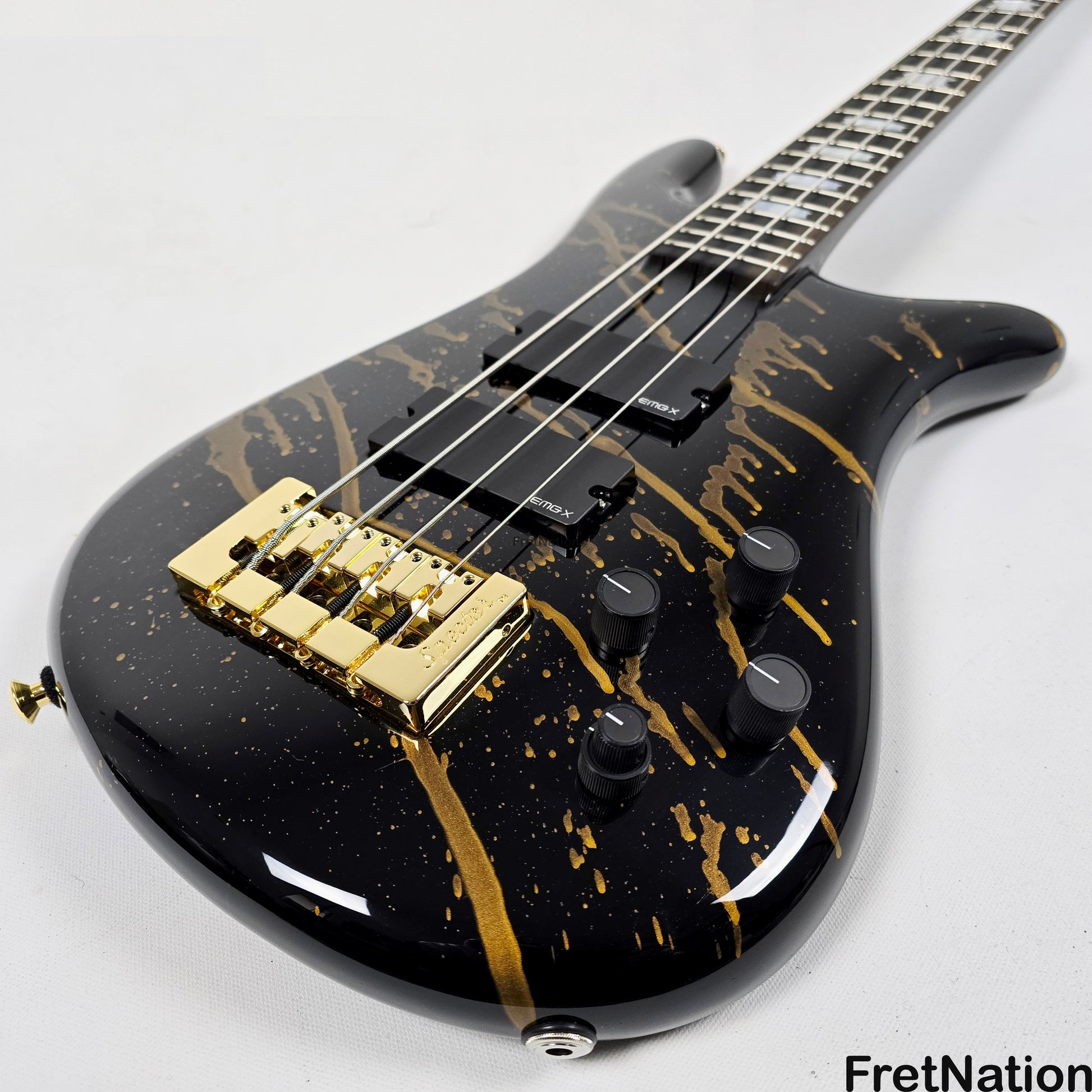 Spector Spector USA NS-2 4-String Bass Black w/ Gold Sparkle Drip 8.58lbs #1678