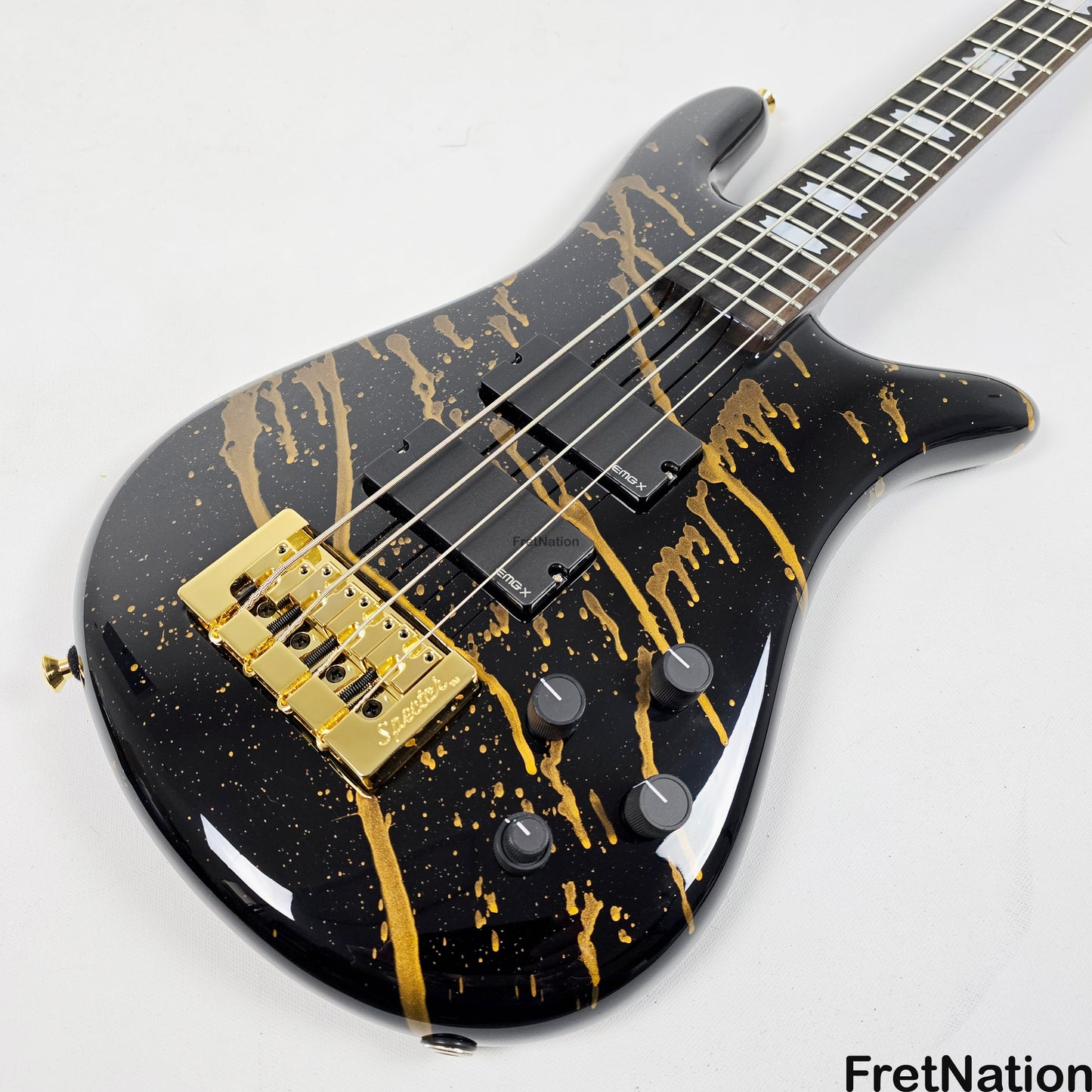 Spector Spector USA NS-2 4-String Bass Black w/ Gold Sparkle Drip 8.58lbs #1678