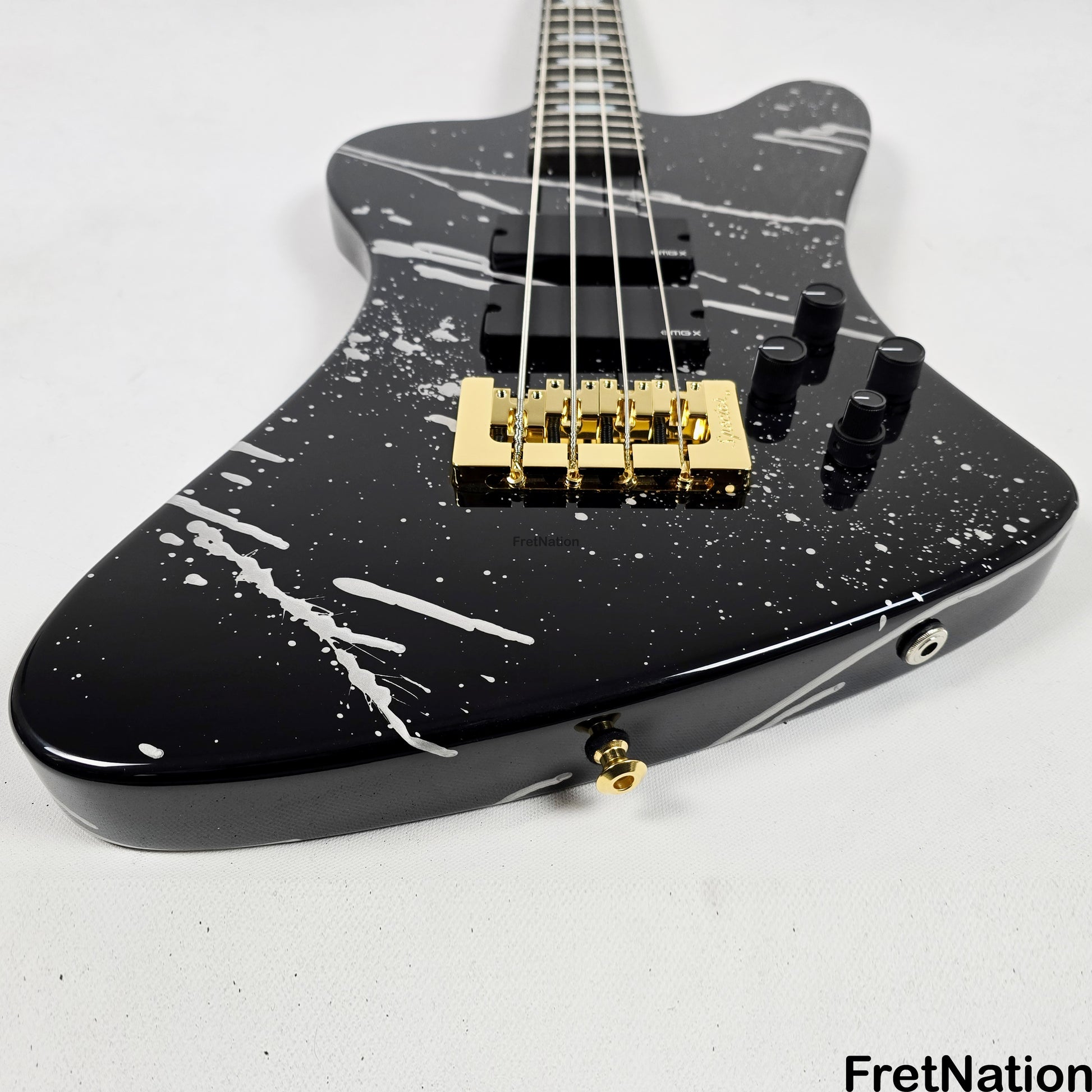 Spector Spector USA NS-2X 4-String Bass Black w/ Silver Sparkle Drip 10.02lbs #1676