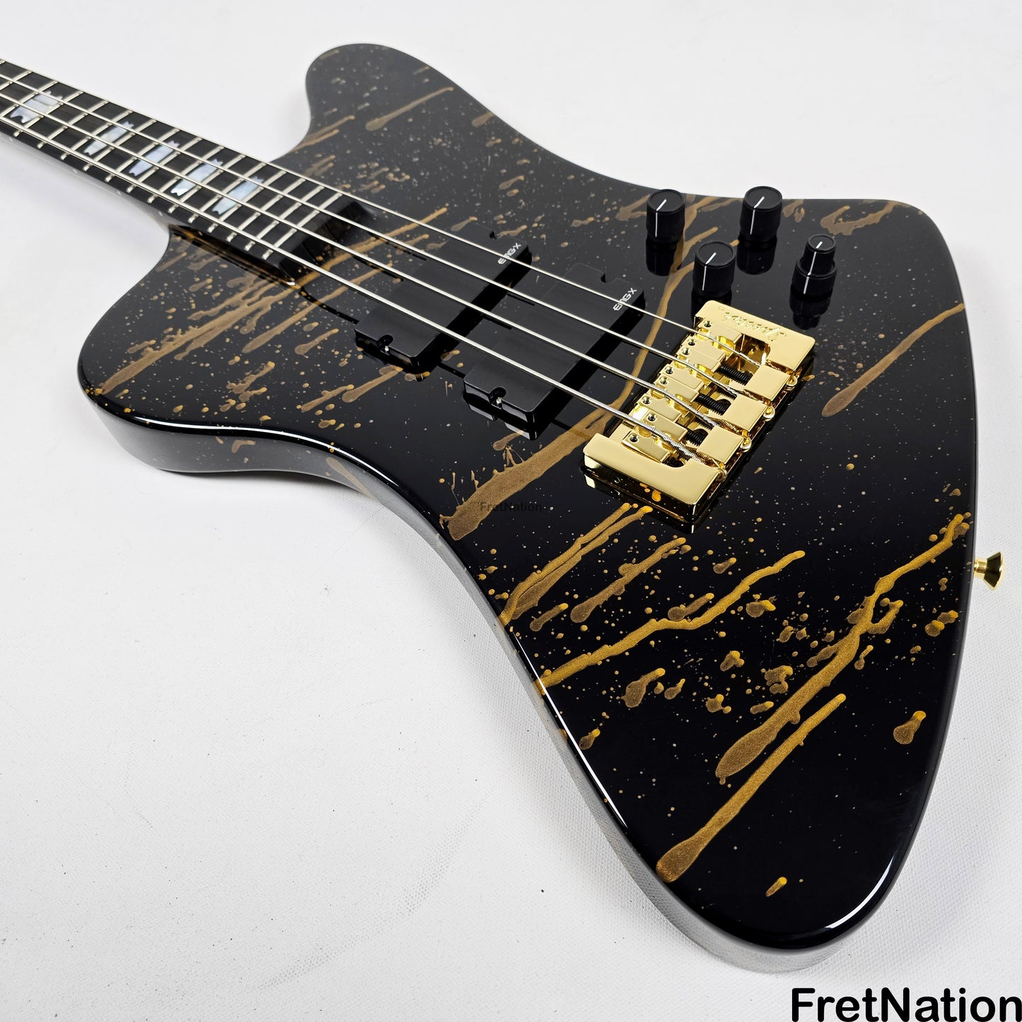 Spector Spector USA NS-2X 4-String Bass Black w/ Gold Sparkle Drip 9.96lbs #1679