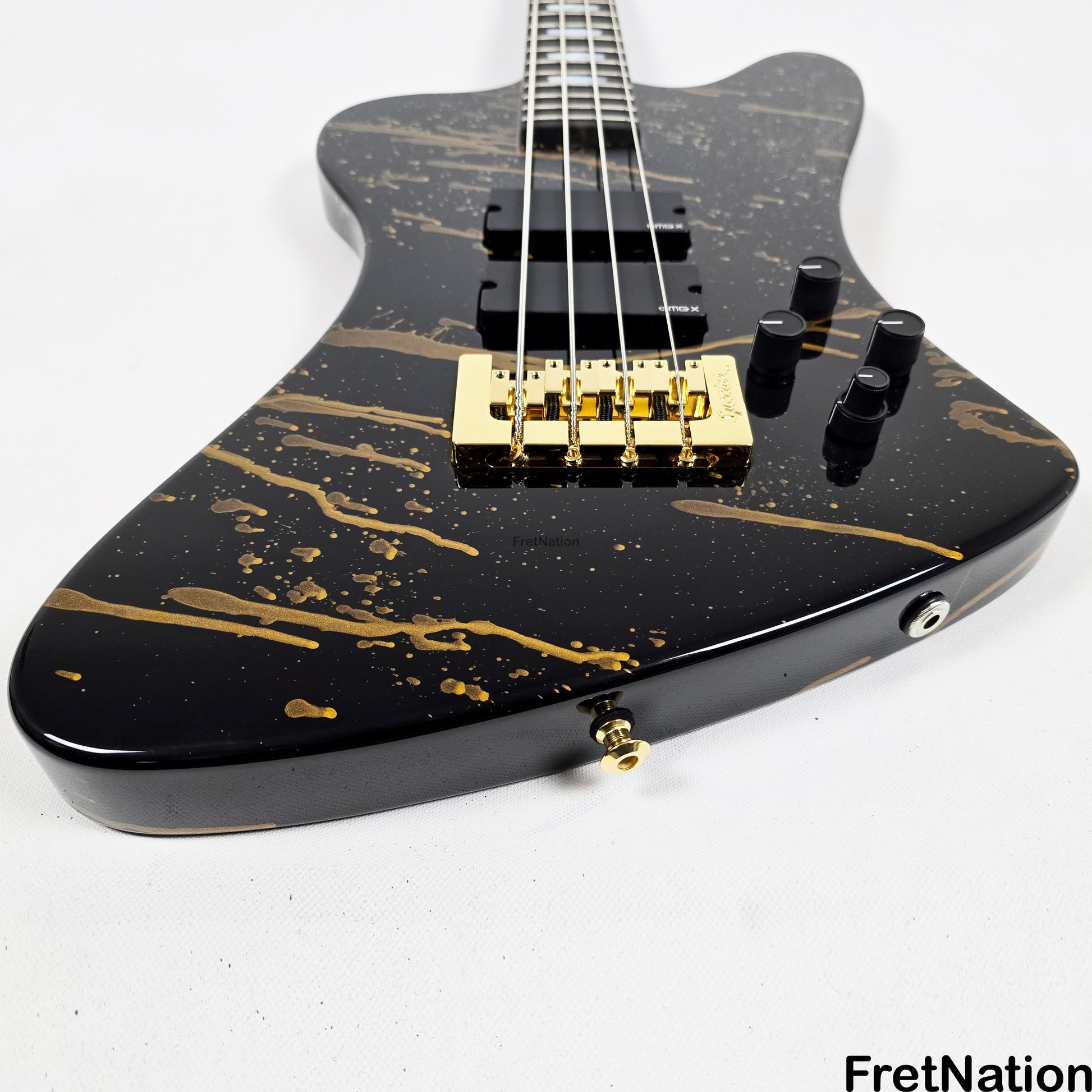 Spector Spector USA NS-2X 4-String Bass Black w/ Gold Sparkle Drip 9.96lbs #1679