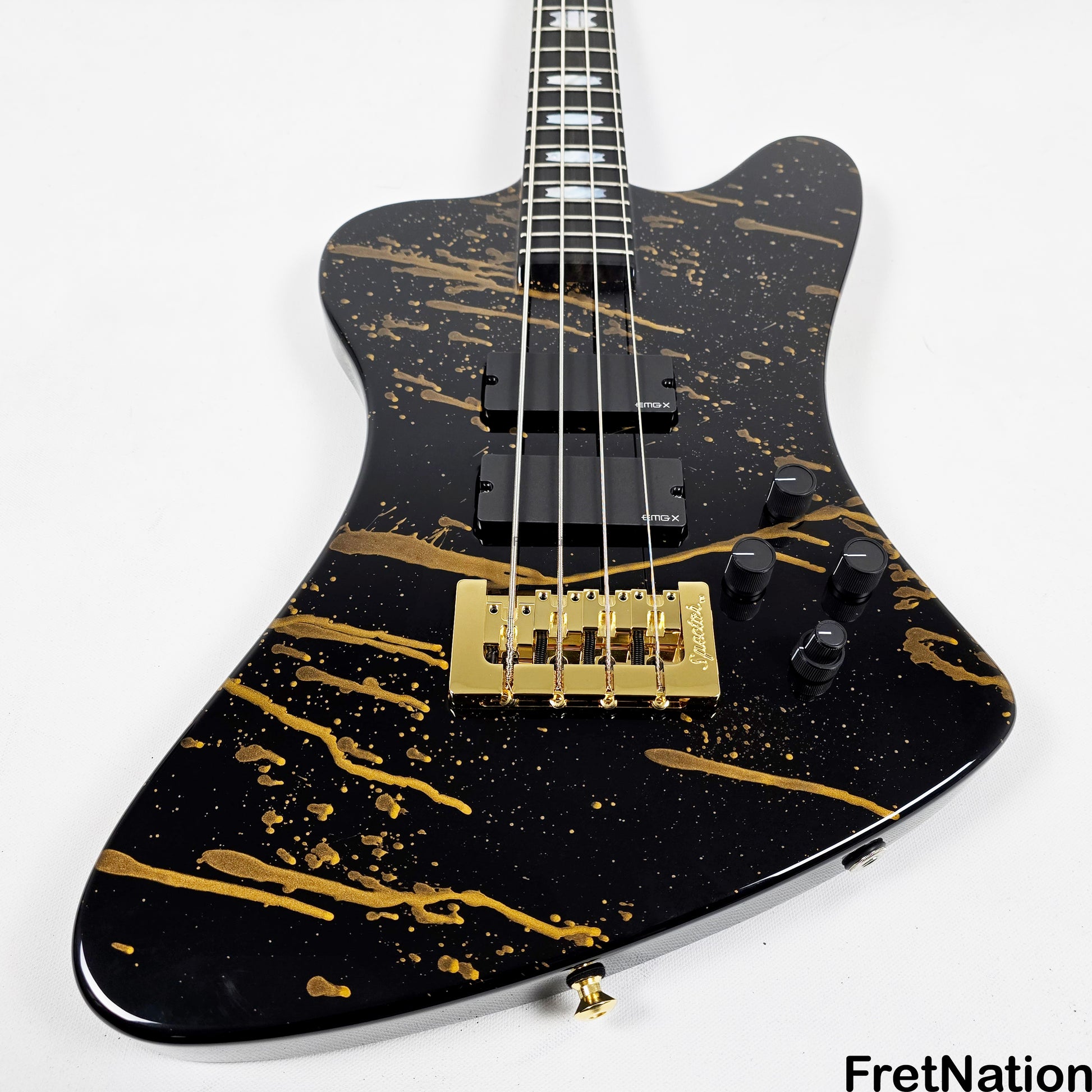 Spector Spector USA NS-2X 4-String Bass Black w/ Gold Sparkle Drip 9.96lbs #1679