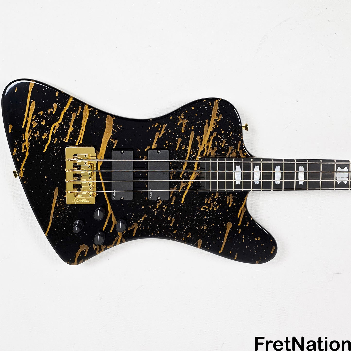 Spector Spector USA NS-2X 4-String Bass Black w/ Gold Sparkle Drip 9.96lbs #1679