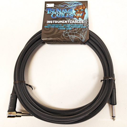Tsunami Cables Tsunami Cables 15' 1/4" Straight/90 Instrument Cable for Recessed Jacks - Carbon