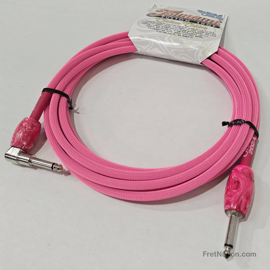 Tsunami Cables Tsunami Custom Shop 15' Instrument Cable Straight-90 - Pink w/ Kaotic Pink Ends