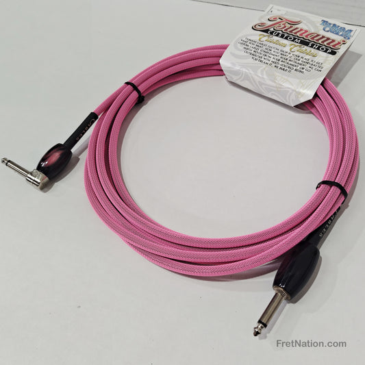 Tsunami Cables Tsunami Custom Shop 15' Instrument Cable Straight-90 - Pink w/ Black & Pink Resin Ends