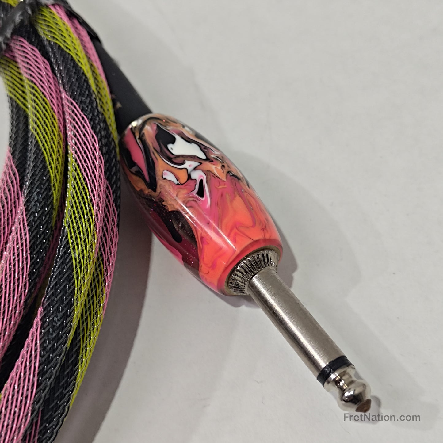 Tsunami Cables Tsunami Custom Shop 15' Instrument Cable Straight-90 - Hip-Hop w/ Kaotic Orange Ends