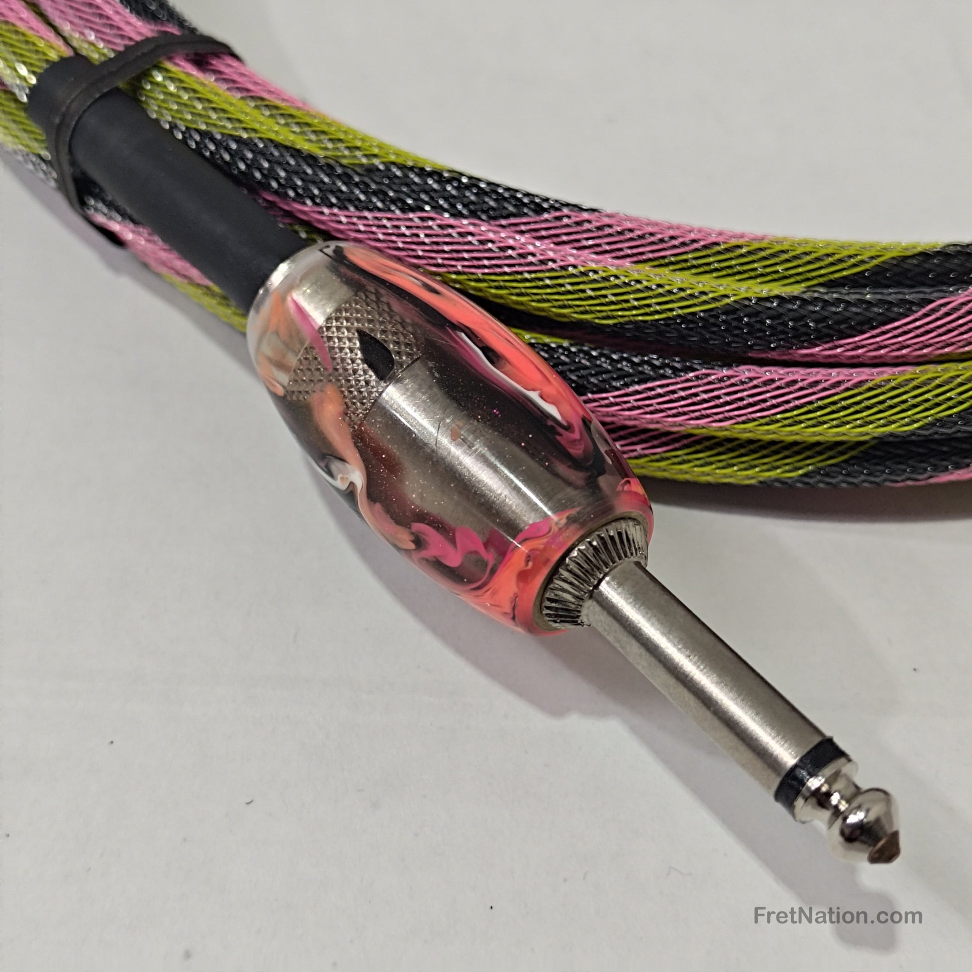 Tsunami Cables Tsunami Custom Shop 15' Instrument Cable Straight-90 - Hip-Hop w/ Kaotic Orange Ends