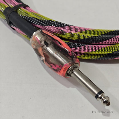 Tsunami Cables Tsunami Custom Shop 15' Instrument Cable Straight-90 - Hip-Hop w/ Kaotic Orange Ends
