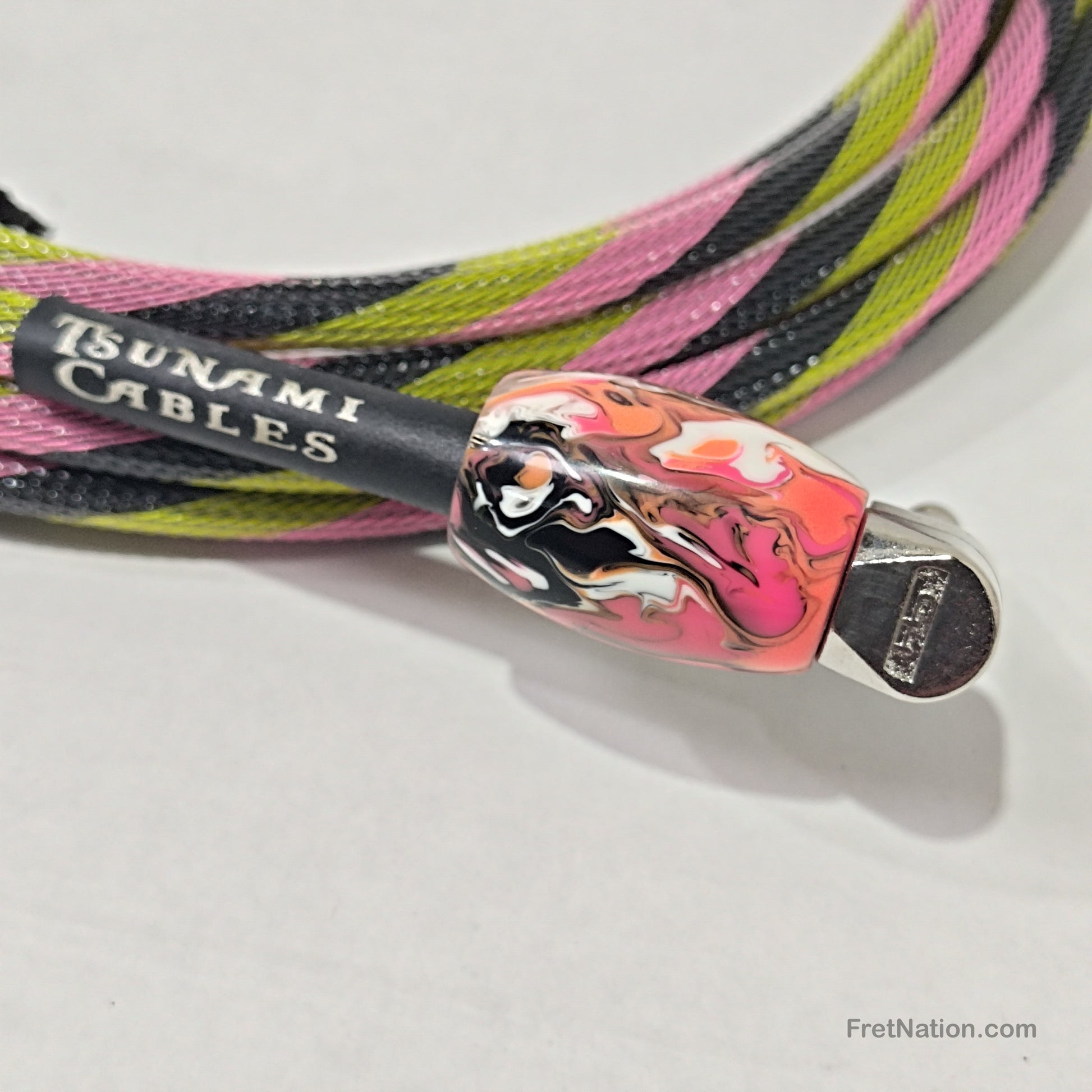 Tsunami Cables Tsunami Custom Shop 15' Instrument Cable Straight-90 - Hip-Hop w/ Kaotic Orange Ends