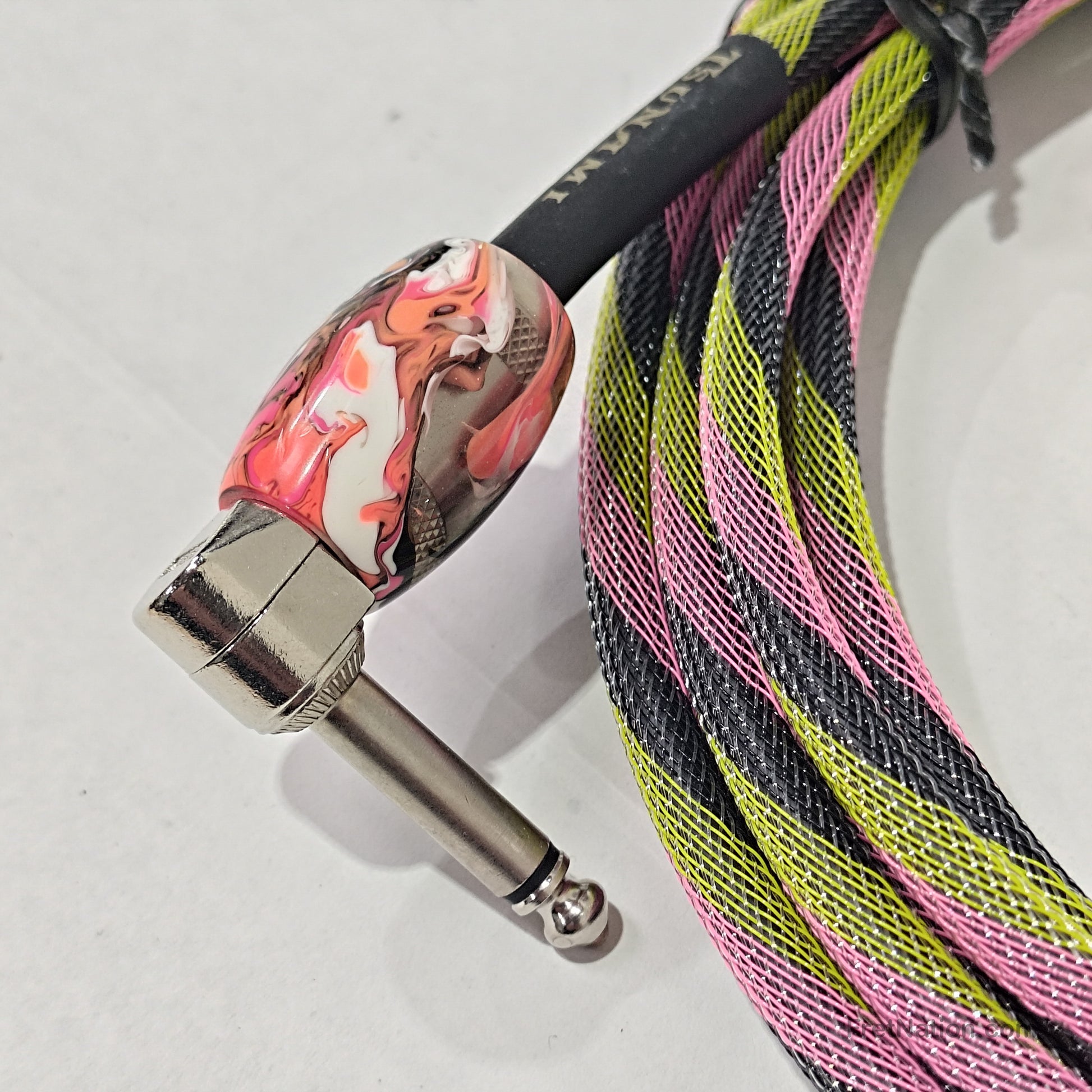 Tsunami Cables Tsunami Custom Shop 15' Instrument Cable Straight-90 - Hip-Hop w/ Kaotic Orange Ends