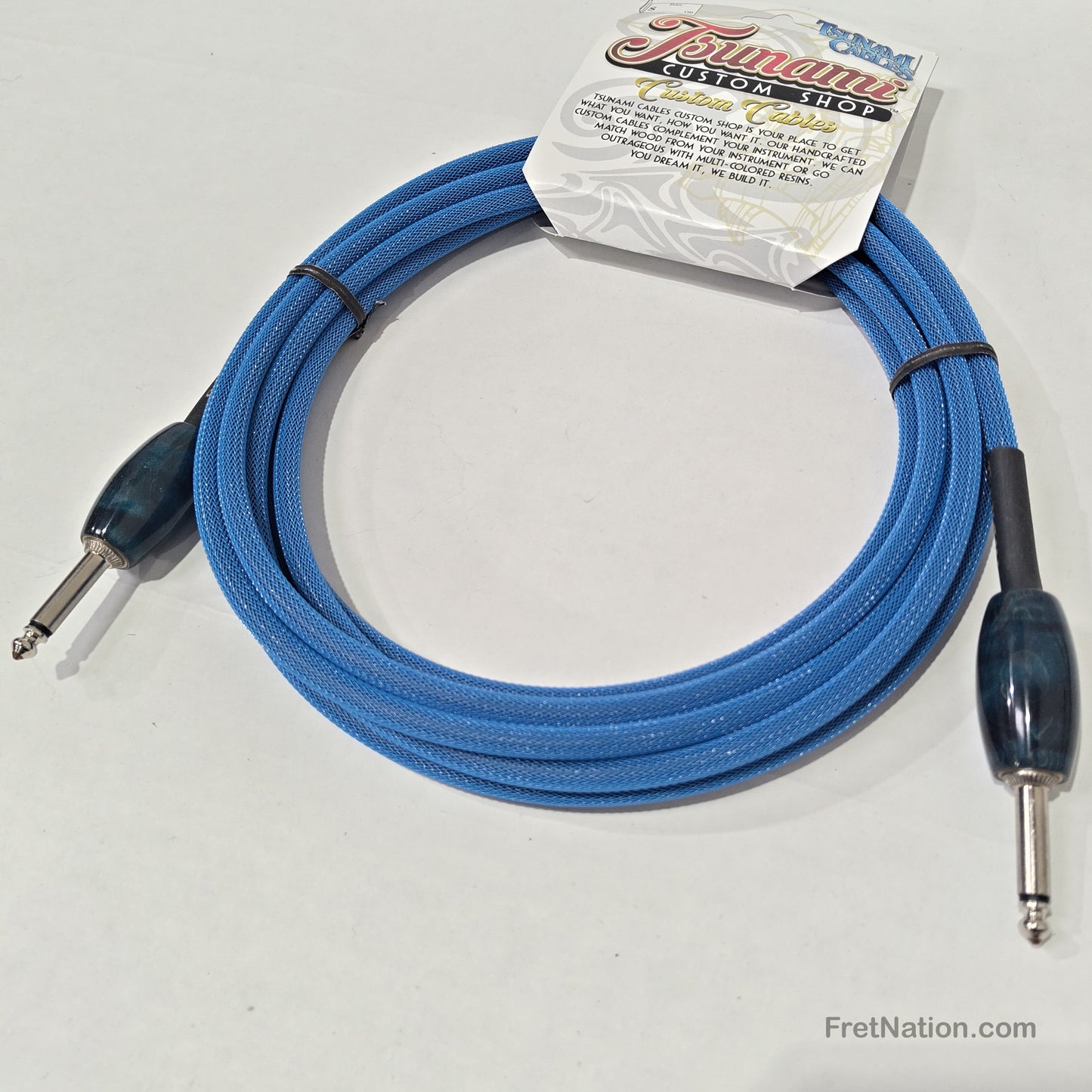 Tsunami Cables Tsunami Custom Shop 15' Instrument Cable Straight-Straight - Blue w/ Blue Maple Ends