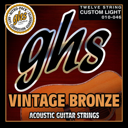 GHS Strings GHS Vintage Bronze Acoustic Guitar 12-String Set - 10-46 Custom Light VN-12CL