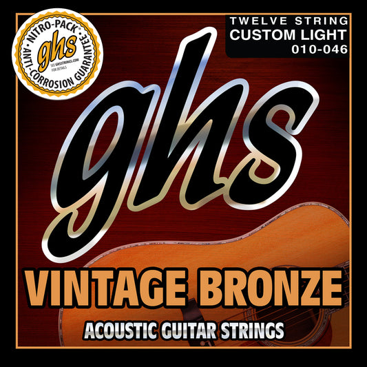 GHS Strings GHS Vintage Bronze Acoustic Guitar 12-String Set - 10-46 Custom Light VN-12CL