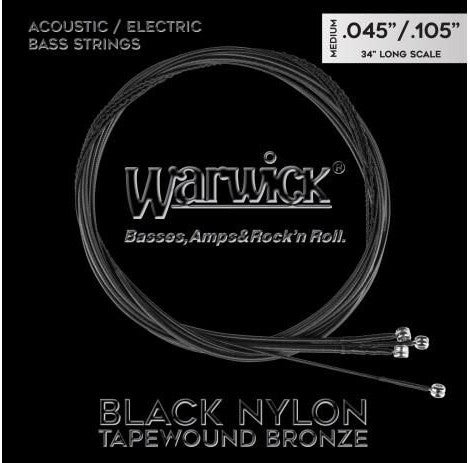 Warwick Warwick Black Nylon 4-String Tapewound Bronze Acoustic/Electric Bass String Set - 45-105 Medium 34200 M LOS 4