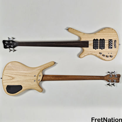 Warwick Warwick Teambuilt GPS Corvette $$ 4-String Lefty - Natural Transparent Satin Fretless 9.52lbs D 013548-25