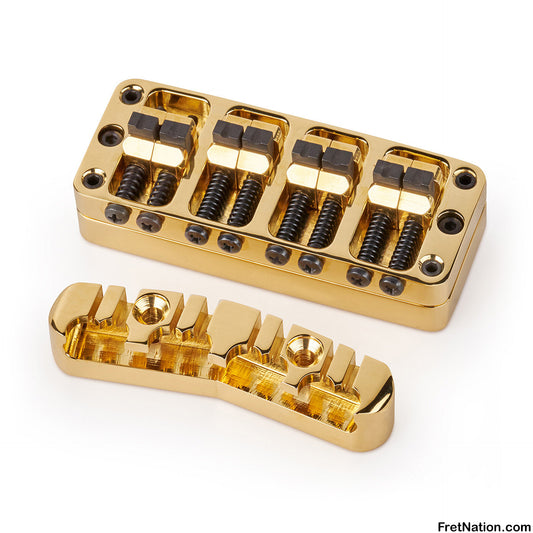 Warwick Warwick Parts - 2-Piece 3D Bridge & Tailpiece, 8-String, Brass - Gold - SP W 30116 8BG