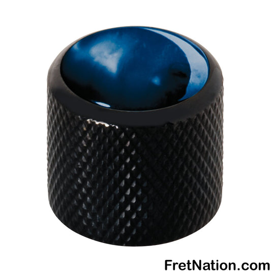Warwick Framus & Warwick - Potentiometer Dome Knob, Blue Perloid, Cap - Black - SP 30415 BK BLUE CAP