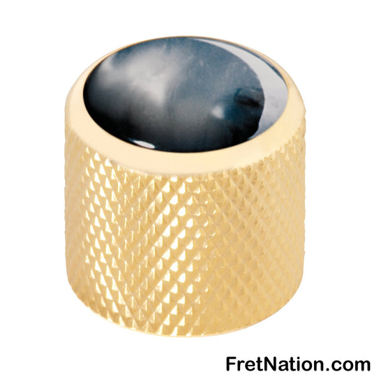 Warwick Framus & Warwick - Potentiometer Dome Knob, Black Perloid, Cap - Gold - SP 30416 GD BLK CAP