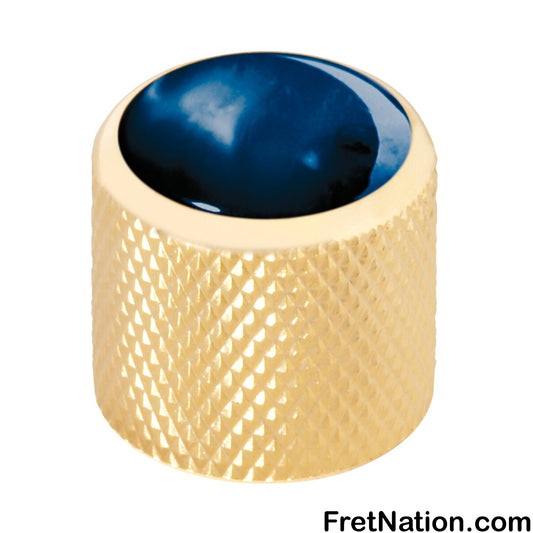 Warwick Framus & Warwick - Potentiometer Dome Knob, Blue Perloid, Cap - Gold - SP 30416 GD BLUE CAP