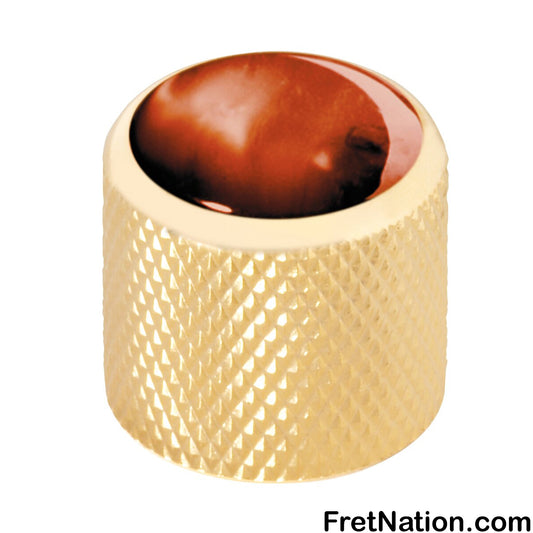 Warwick Framus & Warwick - Potentiometer Dome Knob, Brown Perloid, Cap - Gold - SP 30416 GD BRN CAP