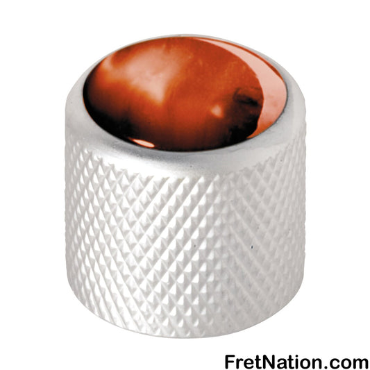 Warwick Framus & Warwick - Potentiometer Dome Knob, Brown Perloid, Cap - Satin Chrome - SP 30417 SC BRN CAP