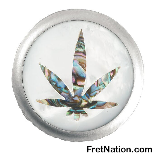 Warwick Framus & Warwick - Potentiometer Dome Knob, Cannabis, Inlay - Satin Chrome - SP 30417 SC CANNABIS