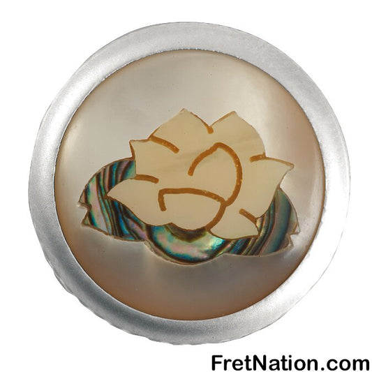Warwick Framus & Warwick - Potentiometer Dome Knob, Lotus, Inlay - Satin Chrome - SP 30417 SC LOTUS