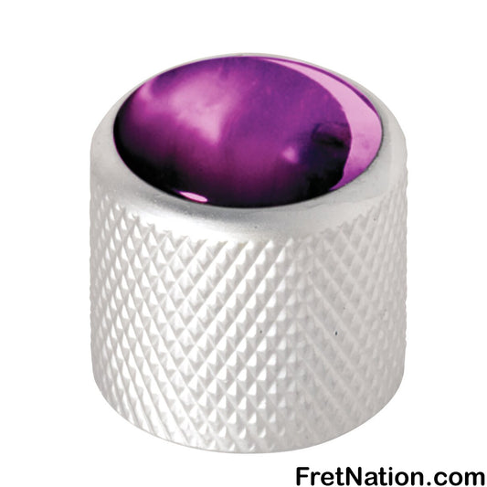 Warwick Framus & Warwick - Potentiometer Dome Knob, Purple Perloid, Cap - Satin Chrome - SP 30417 SC PRPL CAP